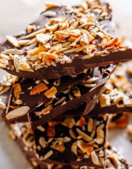 Dark chocolate-orange bark with almonds