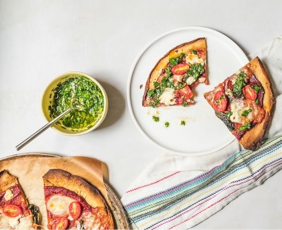 Versatile veggie pizzas